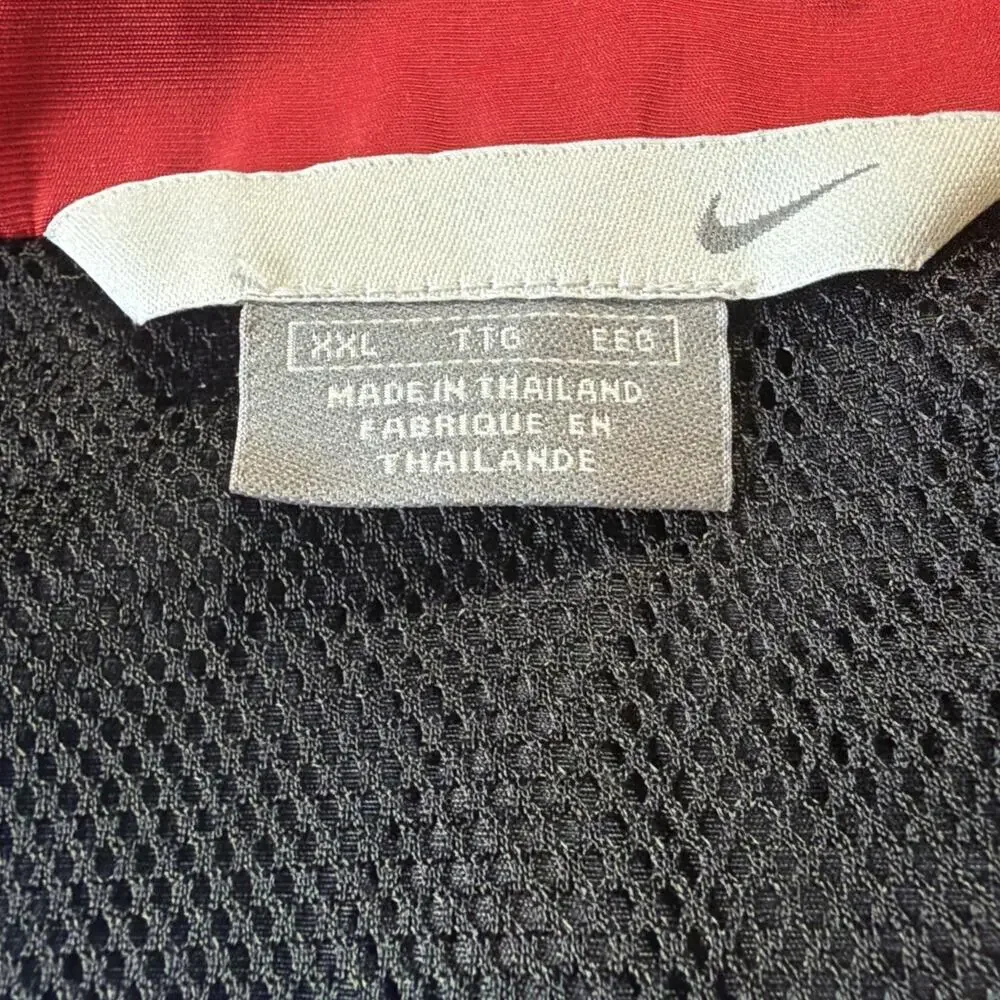 VTG Y2K Nike XXL Windbreaker Jacket Black Red Colorblock Swoosh Track 2000s Zip